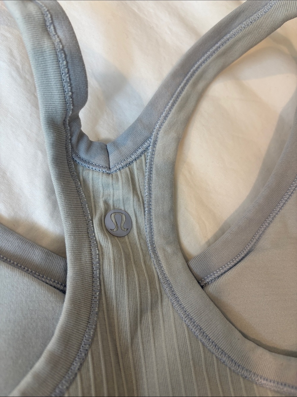 Lululemon Ribbed Support Racerback Tank Top - Light Gray/Green - Picture 4 of 5